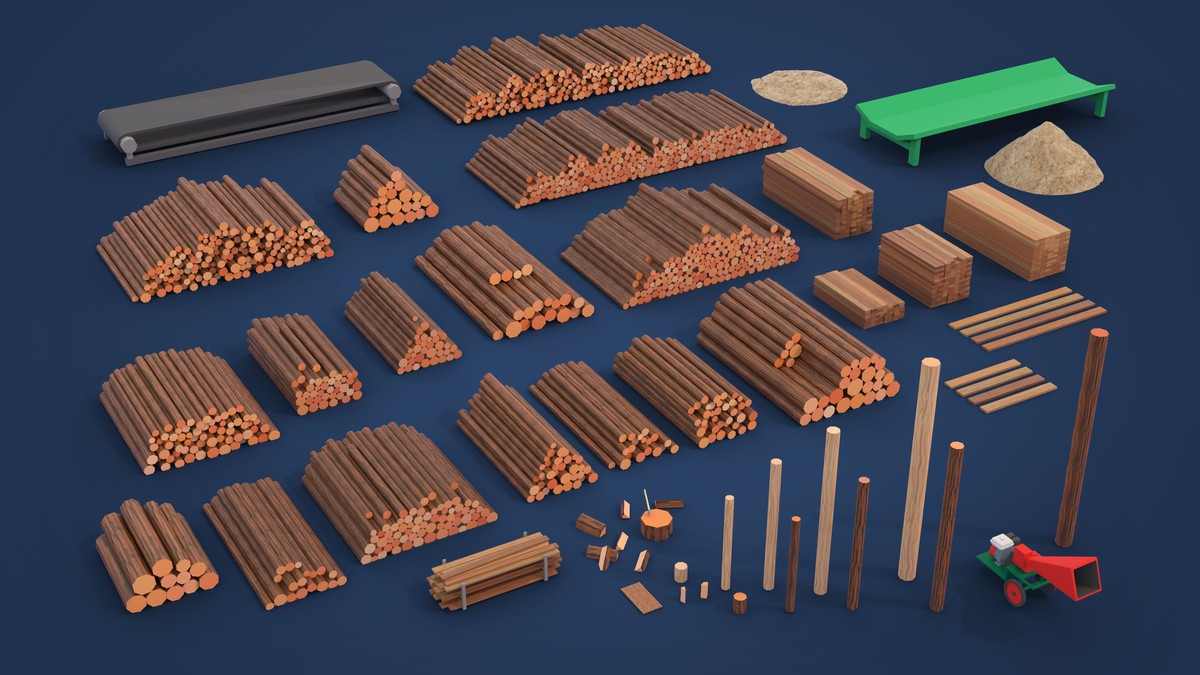 Logging Facility - Low Poly 3D Models Pack
