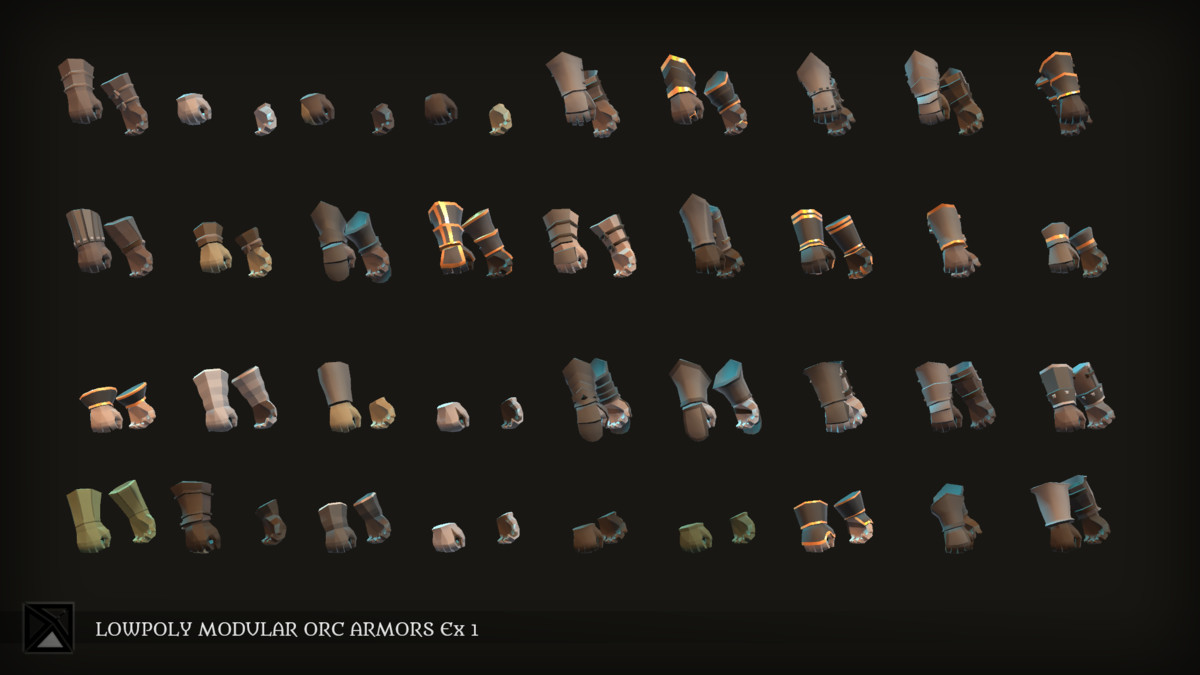 Low Poly Orcs Modular Armors Ex1 - LOWPOLY MEDIEVAL FANTASY SERIES