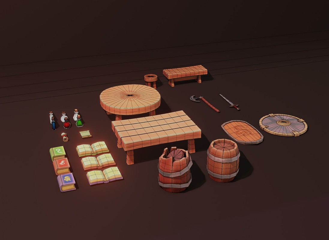 Stylized Fantasy Interiors – Low Poly 3D Props Pack (Built-in)
