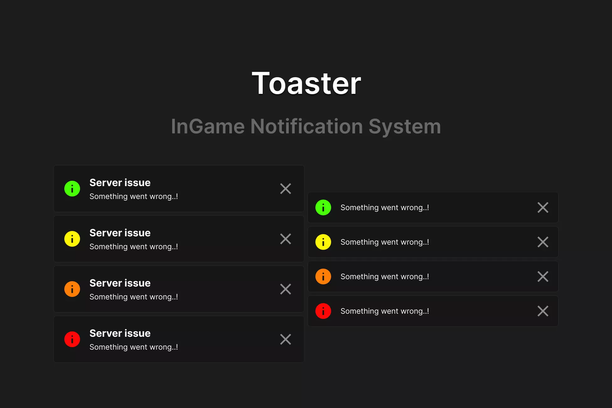 Toaster in-game notification