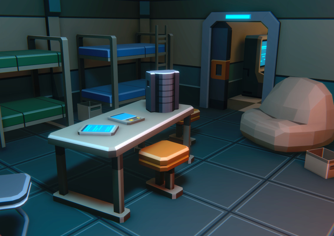 Low Poly Sci-Fi Mess Hall / Cosmic Retro