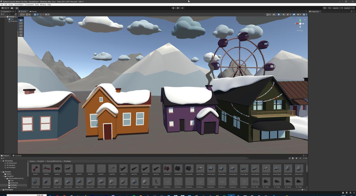 Stylized Lowpoly Winter City Asset Pack