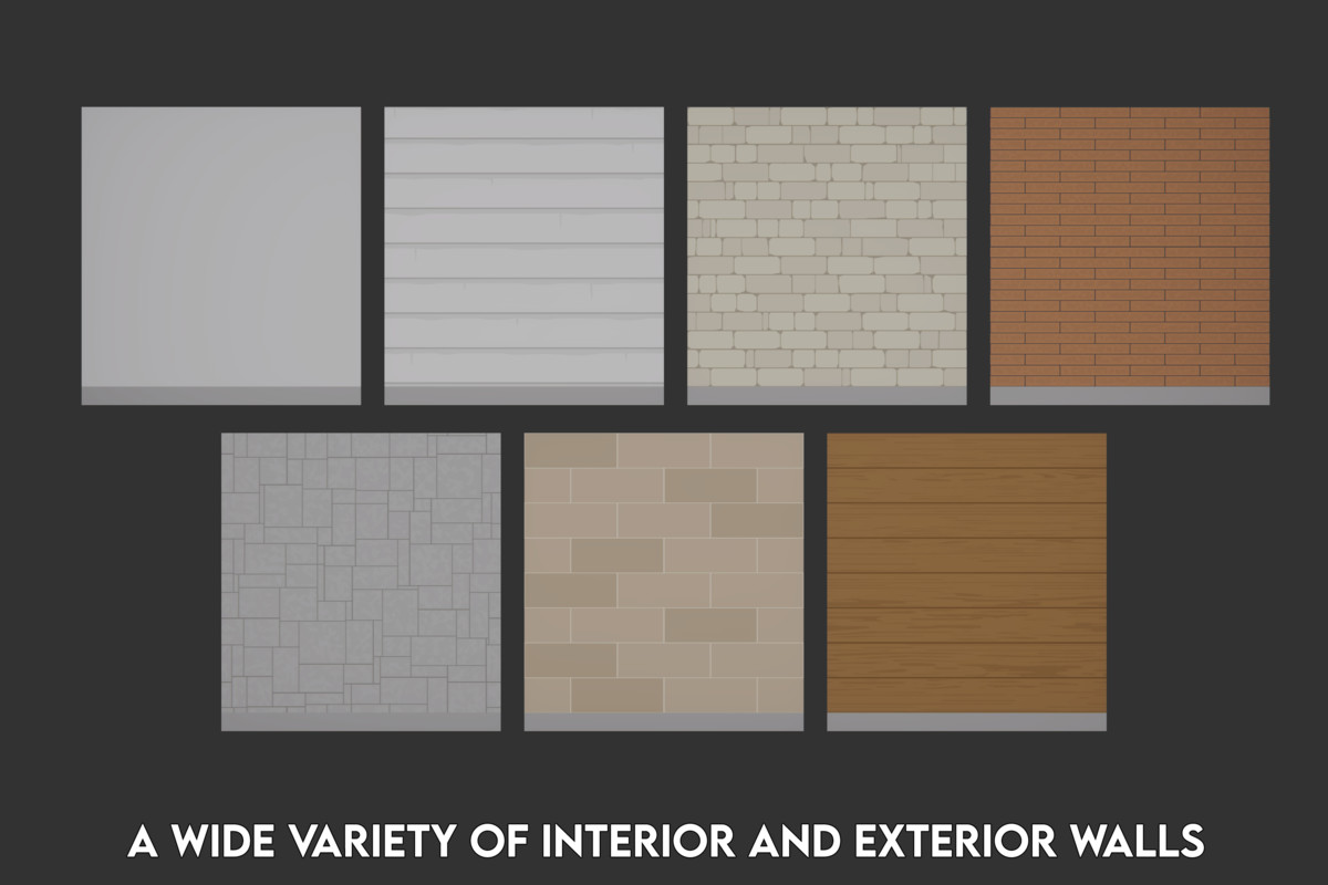 Low Poly Cartoon House Interior & Exterior
