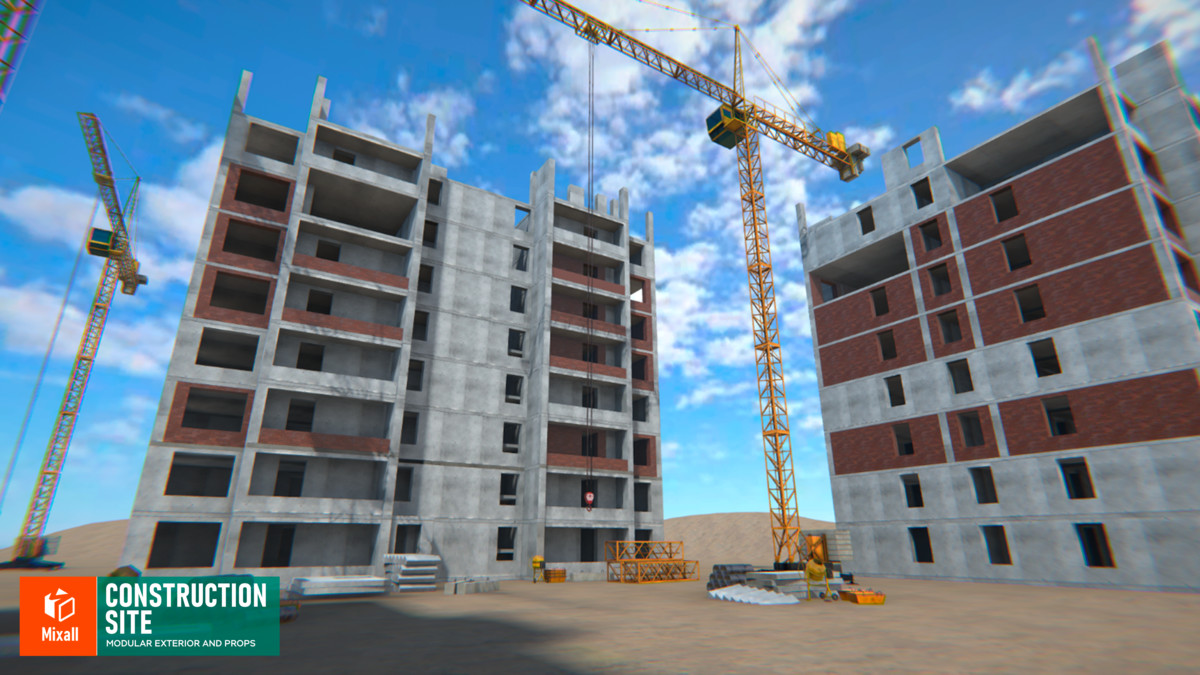 Construction sites, equipment and builders