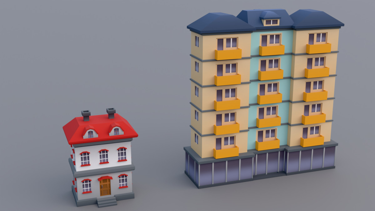 30 Low-Poly Urban Buildings Collection