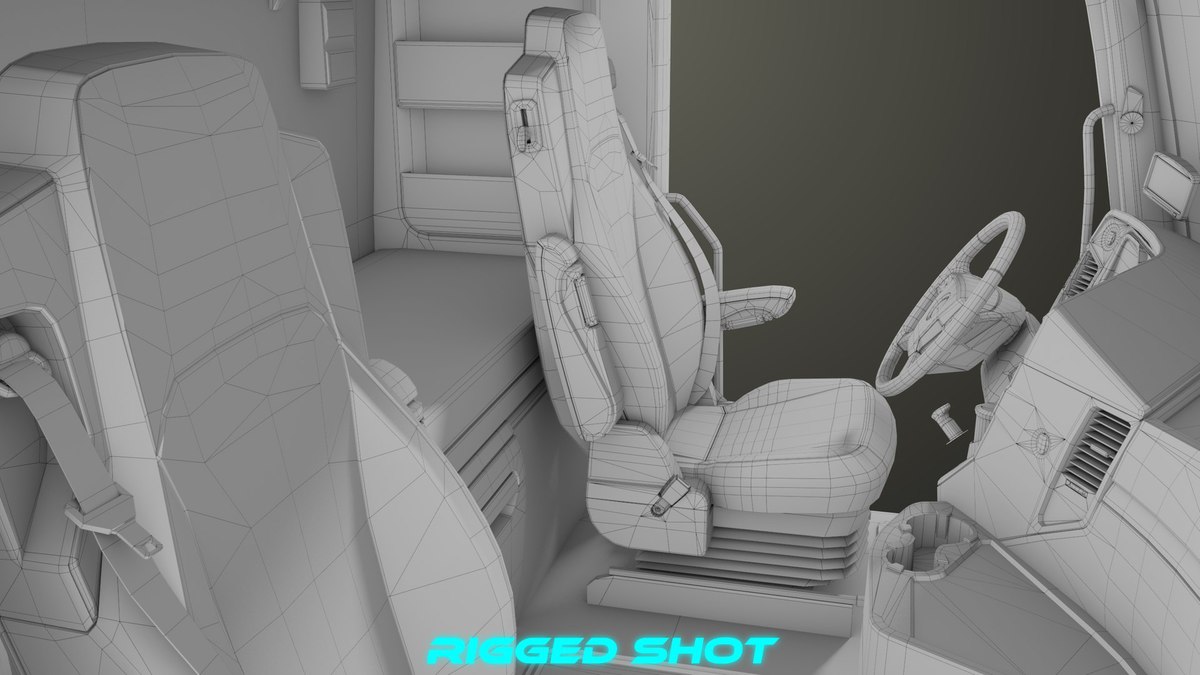 Heavy Truck Chassis 03 With Interior URP HDRP Textures