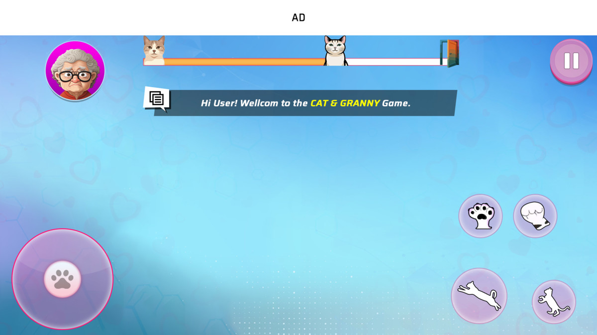 Cat Simulator Game UI Kit Kitty & Granny HUD, Menus, Buttons GUI Pack for Unity