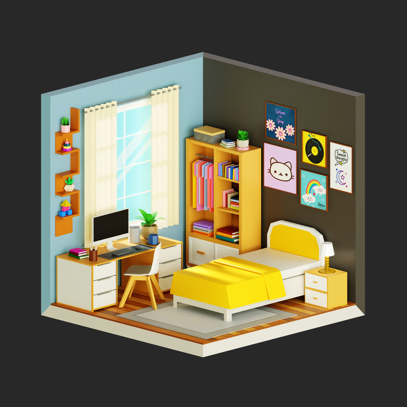 Interior 1 Low-poly 3D models Pack