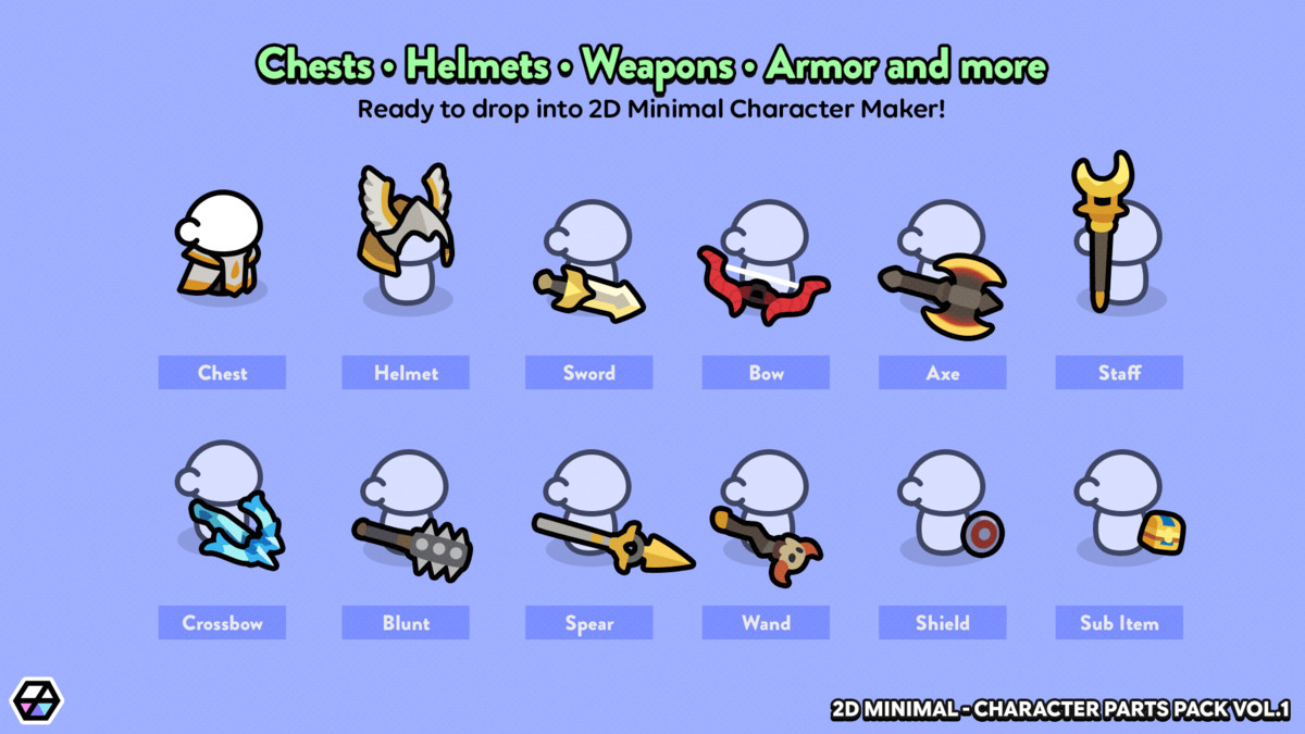 2D Minimal - Character Parts Pack Vol.1 [Expansion]