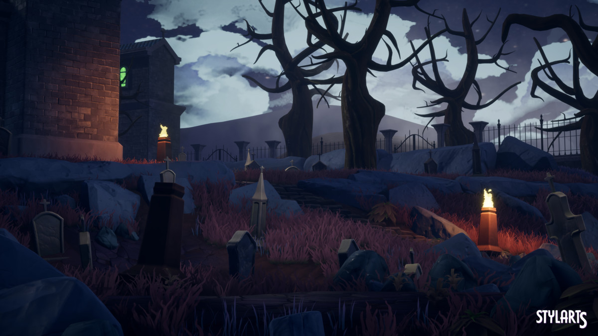 Stylized Spooky Cemetery Crypt