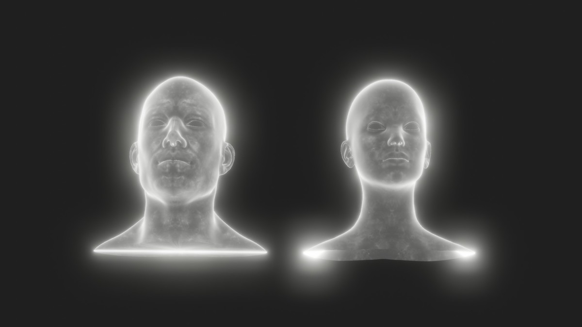 Ghostly Male Female Heads 3D Model Pack - Animated, Blend Shapes