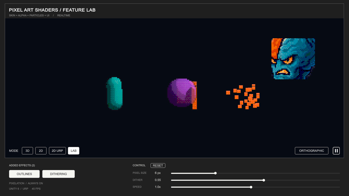 3D & 2D Pixel Art Shaders for URP - Realtime Pixelation, Outlines & Dithering