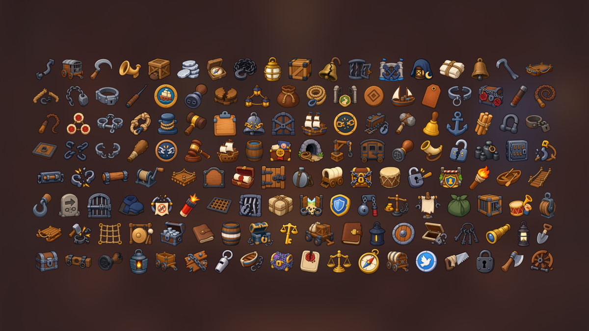 Maritime Port Trade Prison Security Cargo Naval Icons Pack