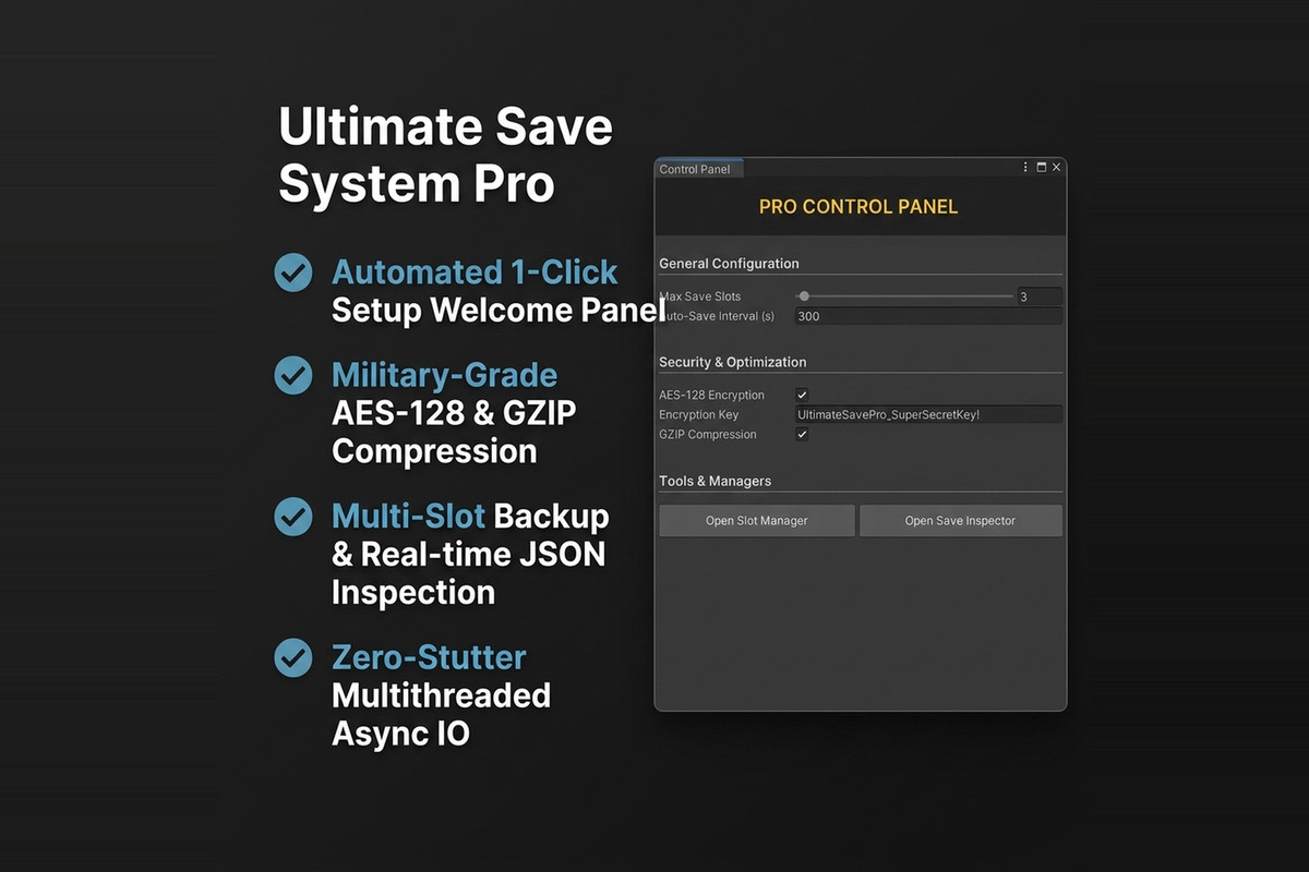 Ultimate Save System Pro – Encrypted JSON, Save Slots, Async & Cloud Sync