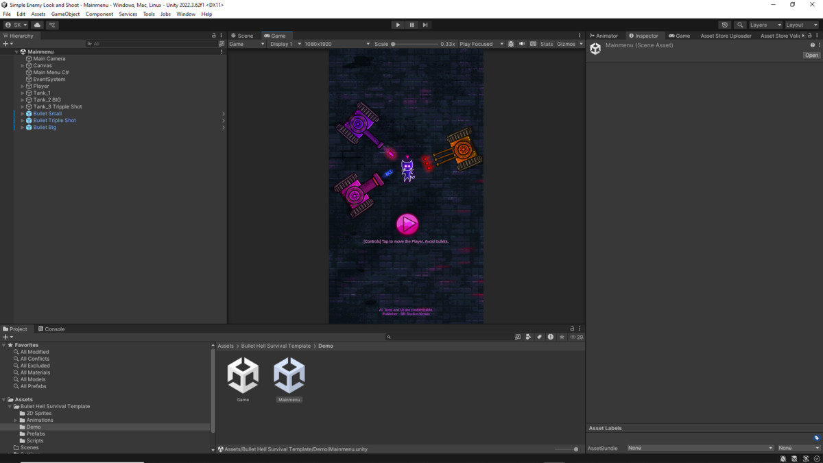 Bullet Hell Survival Template (2D)
