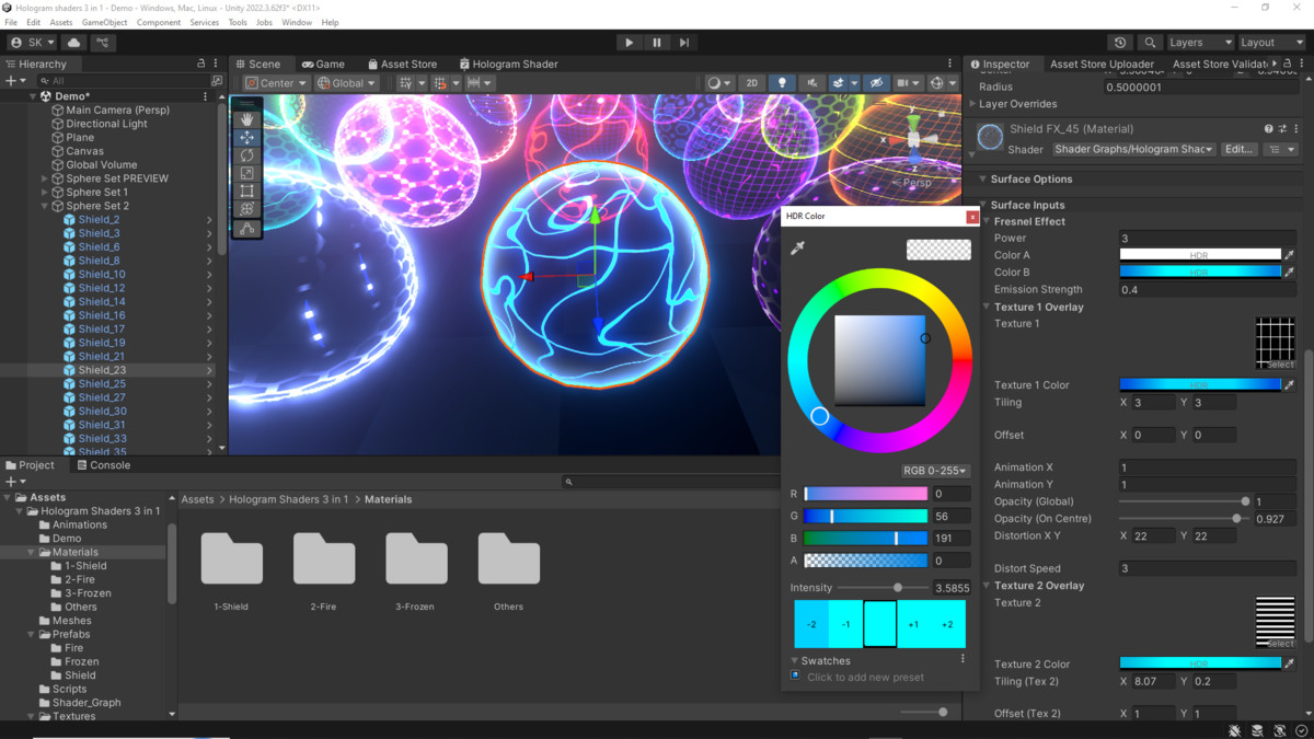 Hologram Shaders 3 in 1 (Fire, Shield, Frozen)
