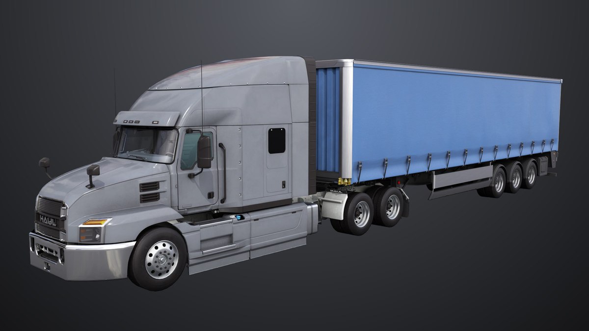 Heavy Truck 05 Curtainsider Trailer URP HDRP Textures