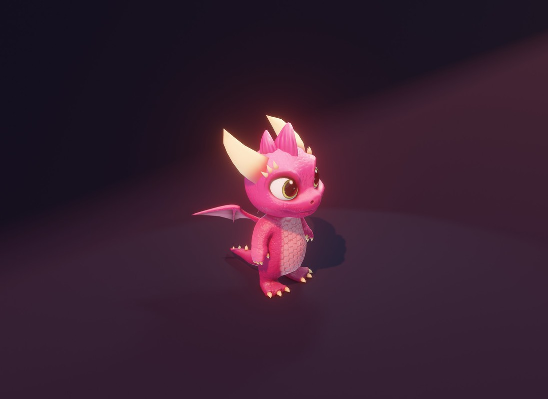 Cartoon Pink Baby Dragon 3D Character With 5 Music Tracks & 36 Sound Effects