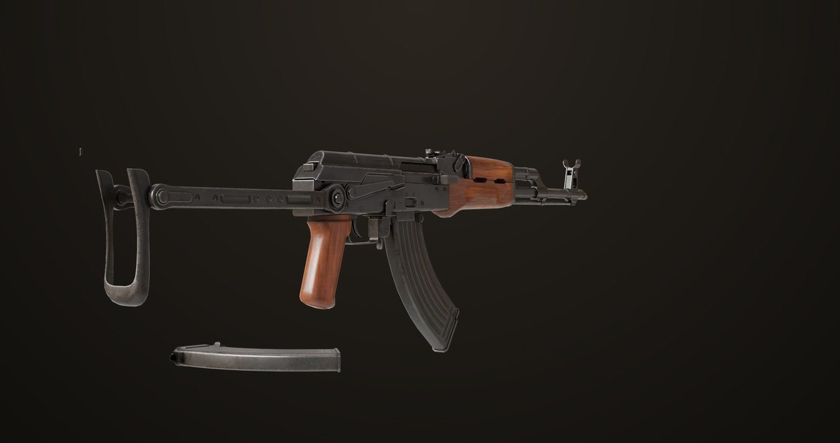 AKMS Light Machine Gun 10 Wood URP HDRP Texture