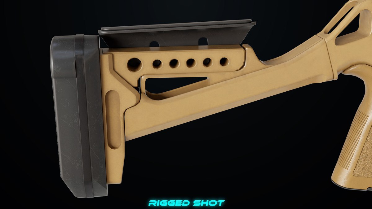 Long Shotgun 04 Black and Sandal Single Mat URP HDRP Textures