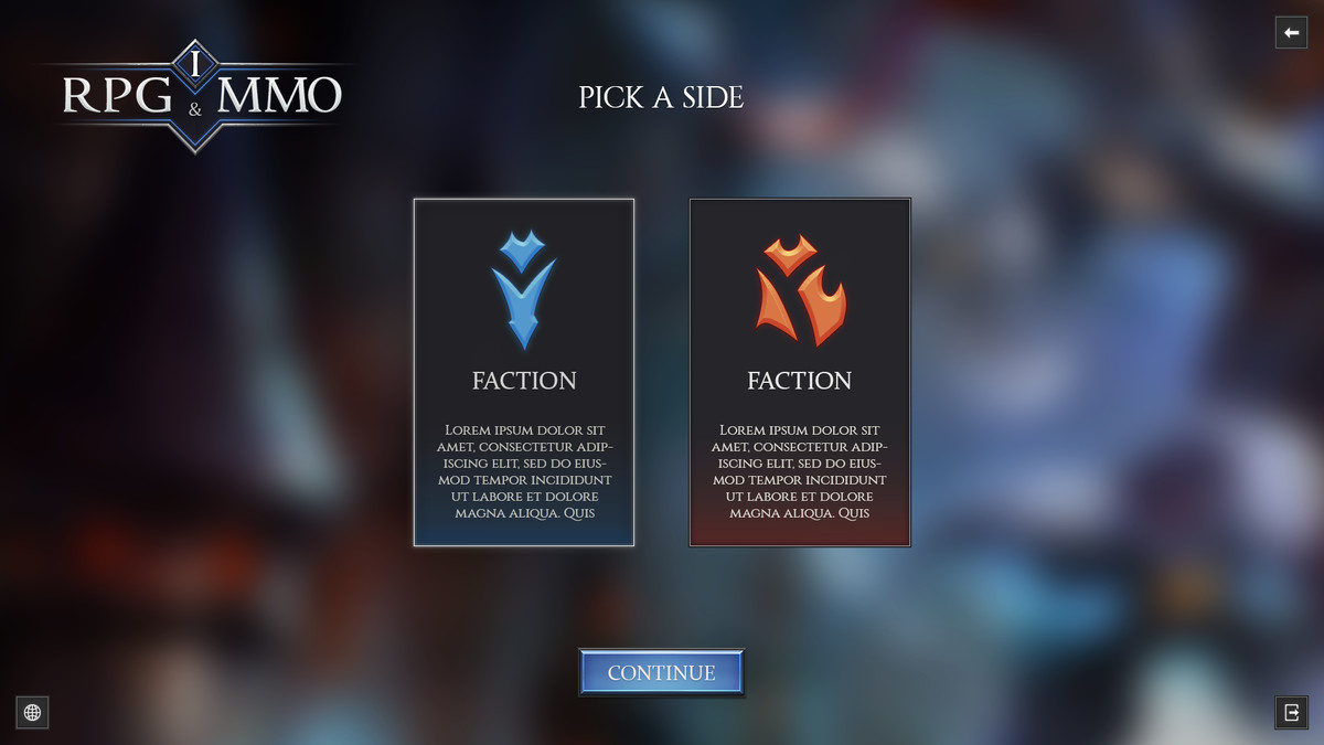 RPG & MMO One - PC and Mobile UI