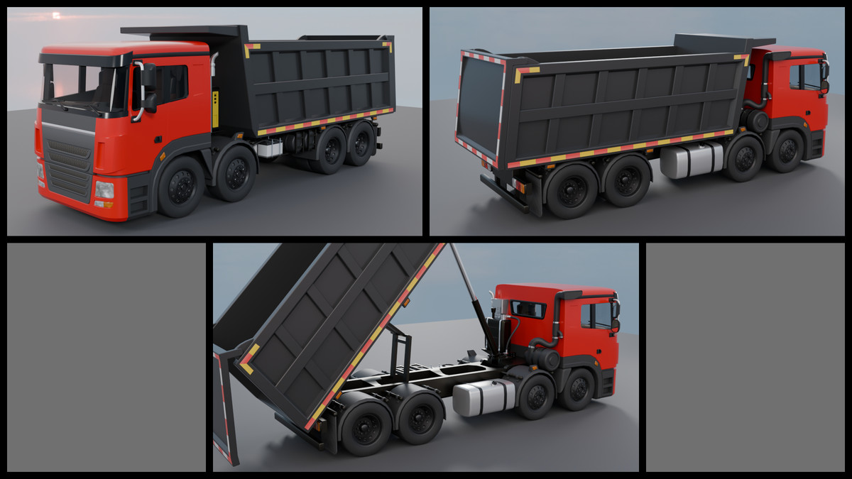 Animated Tipper Dump Truck – Game Ready Construction Vehicle with Interior | PBR