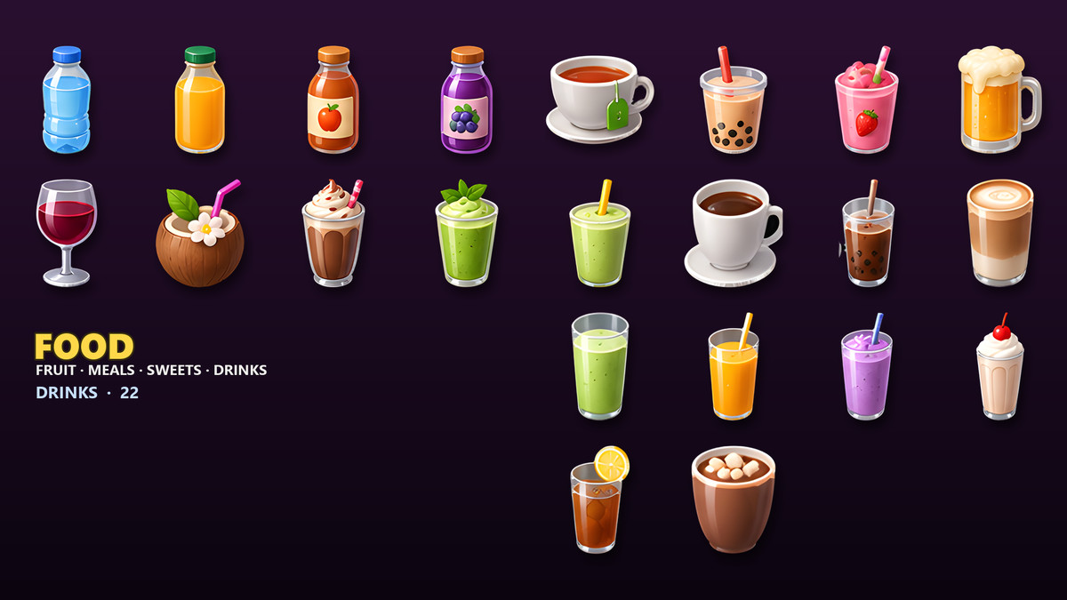 Food & Drink Icons - 232 Game Items
