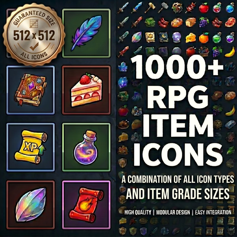 2D Fantasy RPG Material Icon Pack - 1000 Items