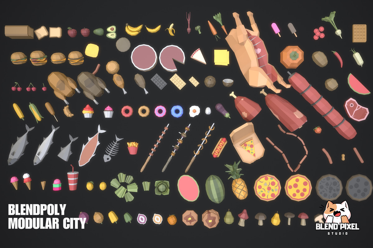 BlendPoly Modular City - Low Poly Assets