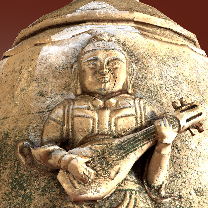 Ancient Buddhist Vajra Bell (Geumgangryeong) Low Poly PBR