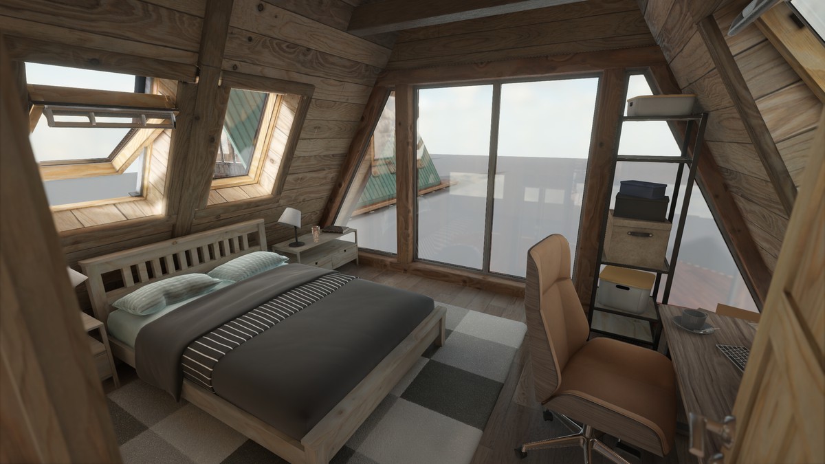 Modular A-frame House (Interior and exterior) A-frame Cabin Wooden