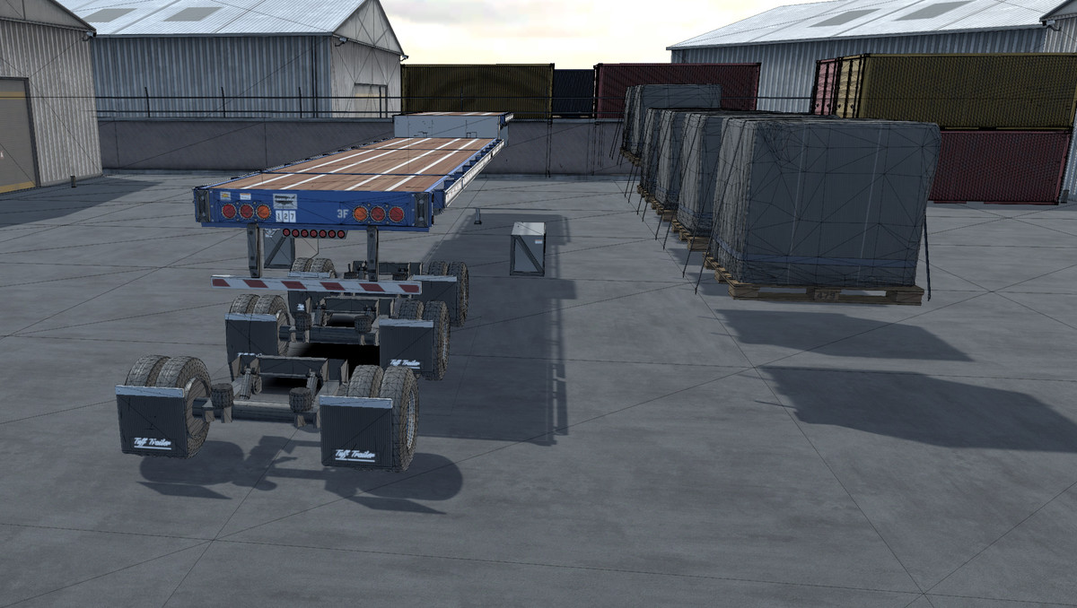 80s Semitruck dropdeck trailer