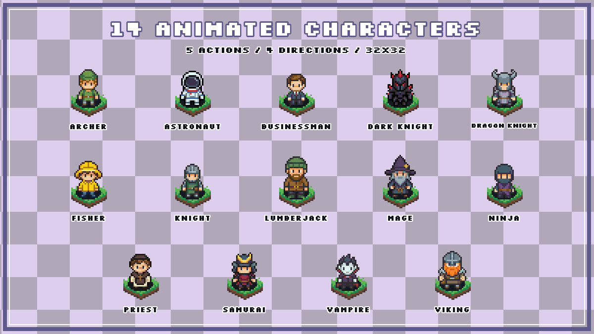32x32 Top-Down Character Animation Pack