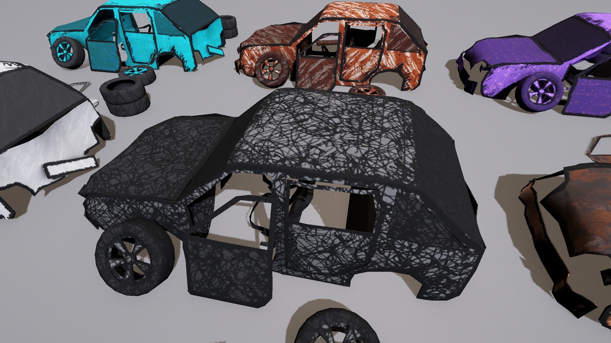 Broken Cars 3D : Hand drawn style