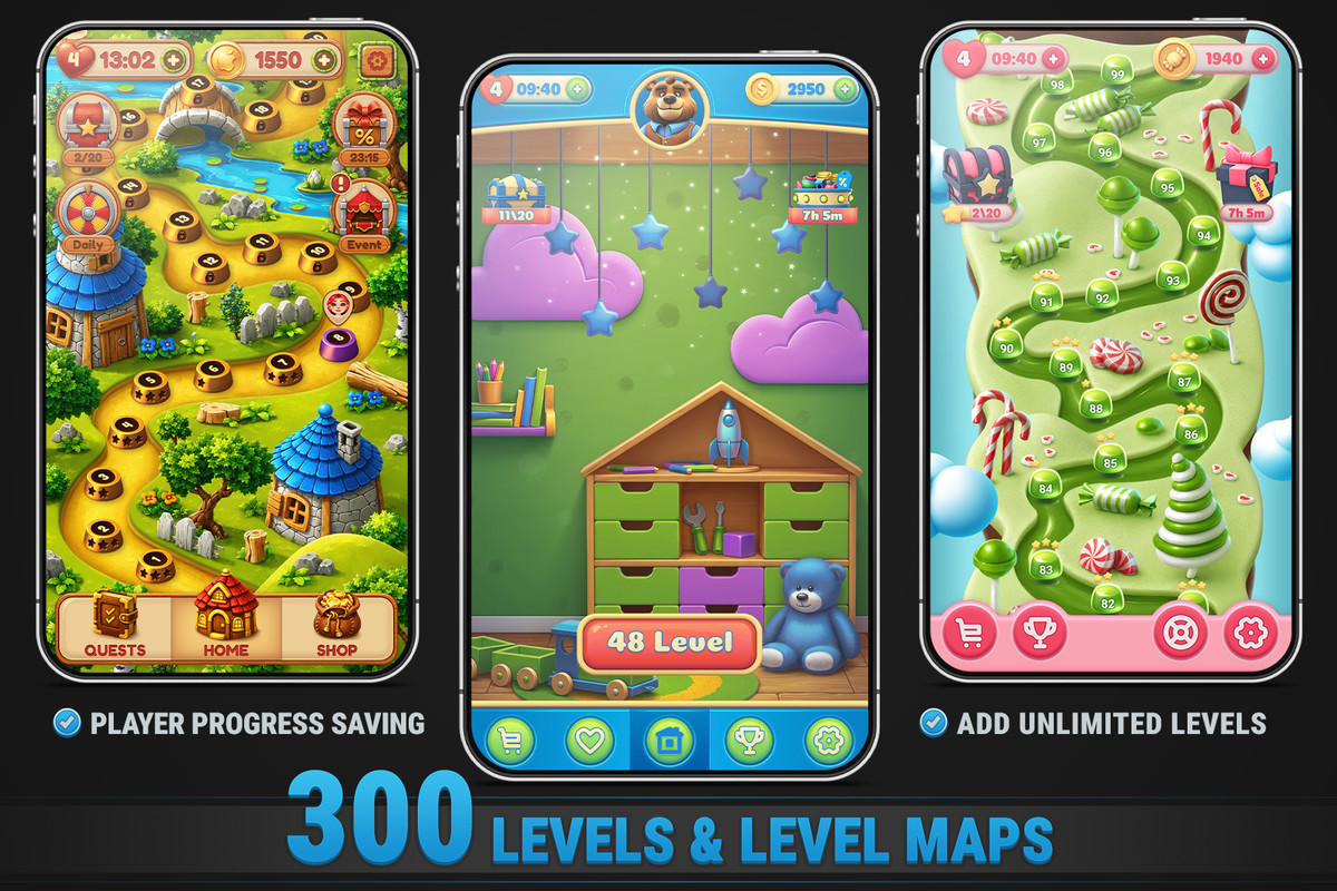 MK Match Puzzle Bundle • 3 Game Templates