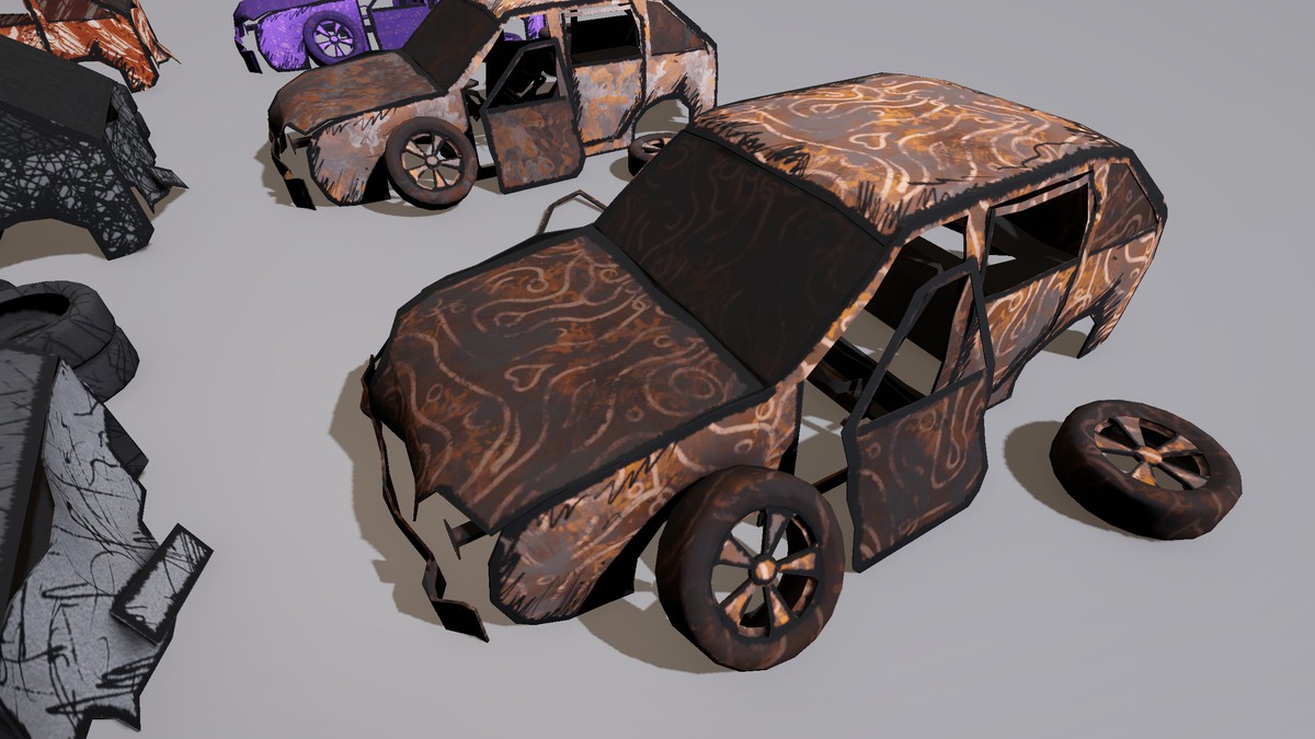 Broken Cars 3D : Hand drawn style