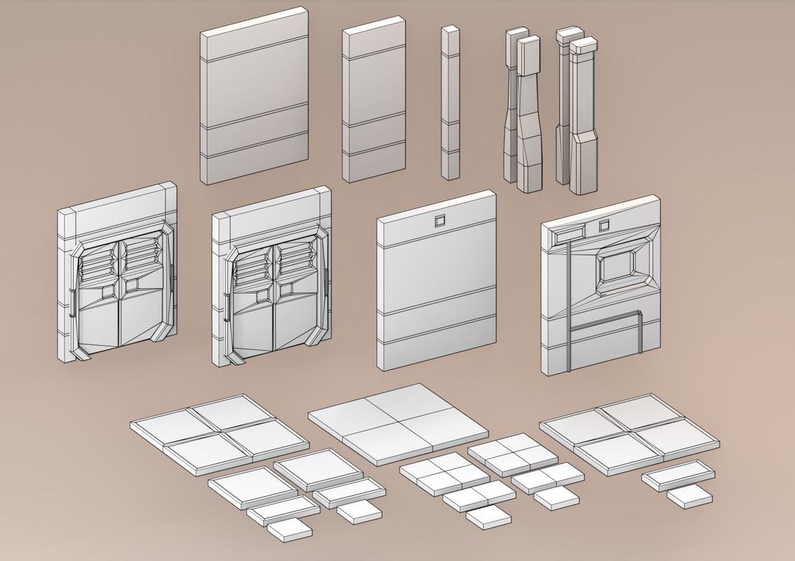 Sci-Fi Low Poly Interior Bundle: Grand Colony Collection (5-in-1) | Cosmic Retro