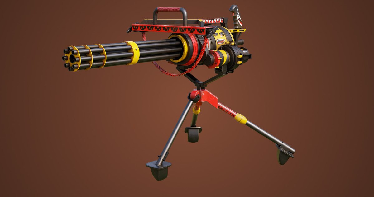 Minigun Machine Gun RED URP HDRP