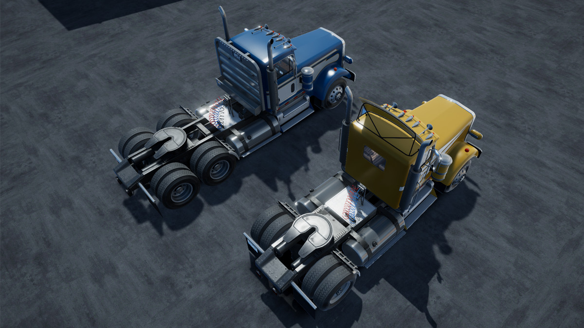 Semitruck with dump trailer