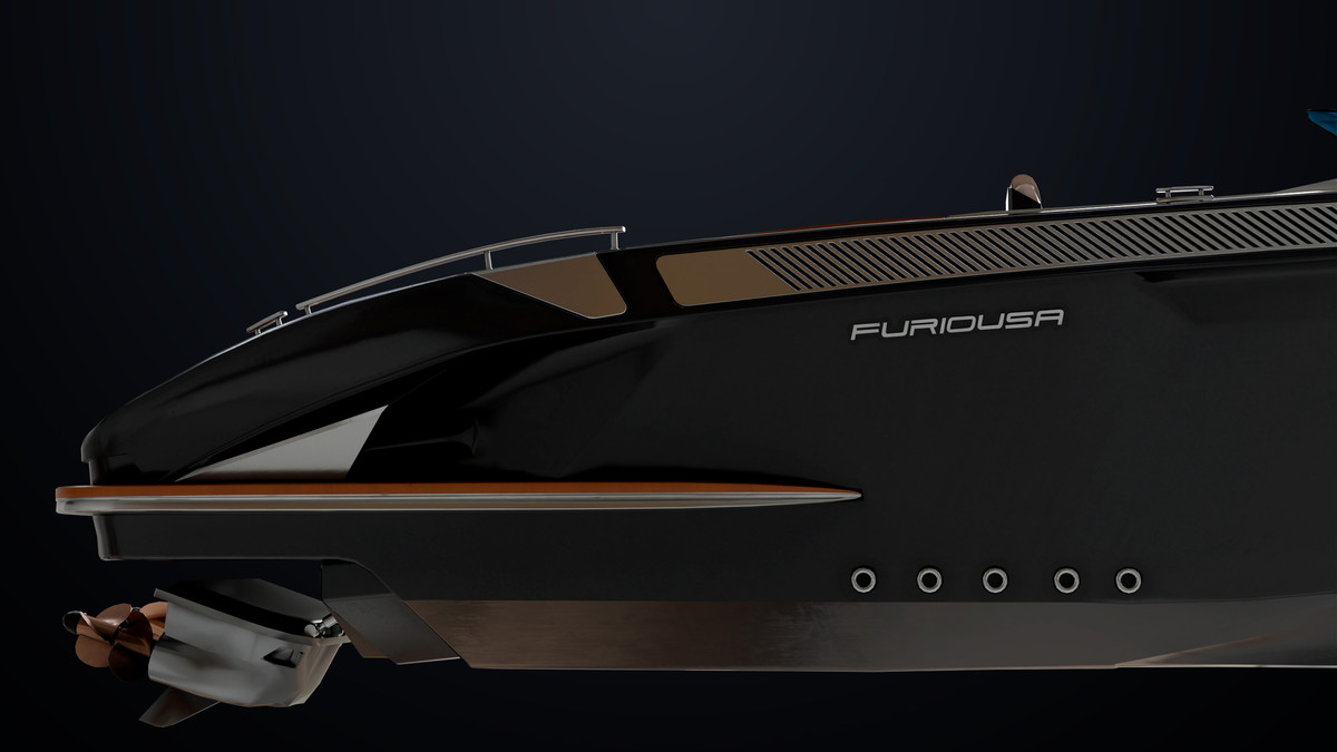 Yacht Boat 01 Black with Interior HDRP URP Textures