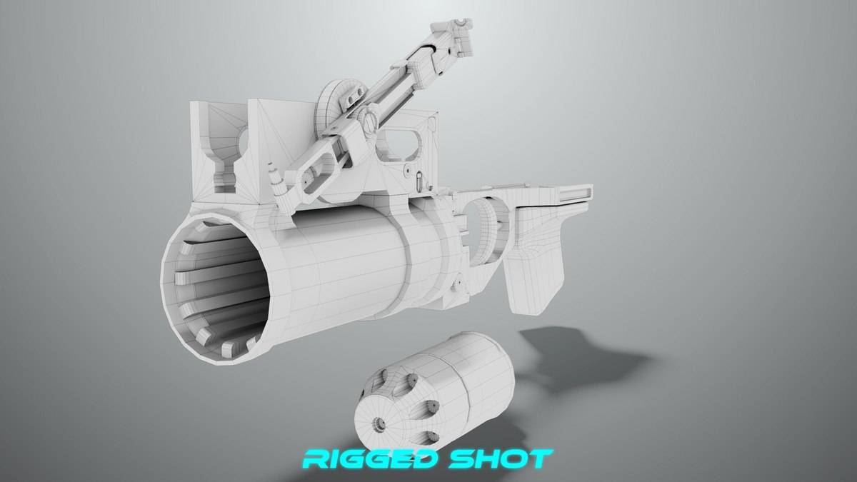 6 Grenade Launcher Black URP HDRP Textures