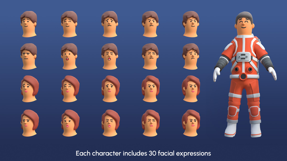 Astronaut Characters Mini - Low Poly Animated Pack