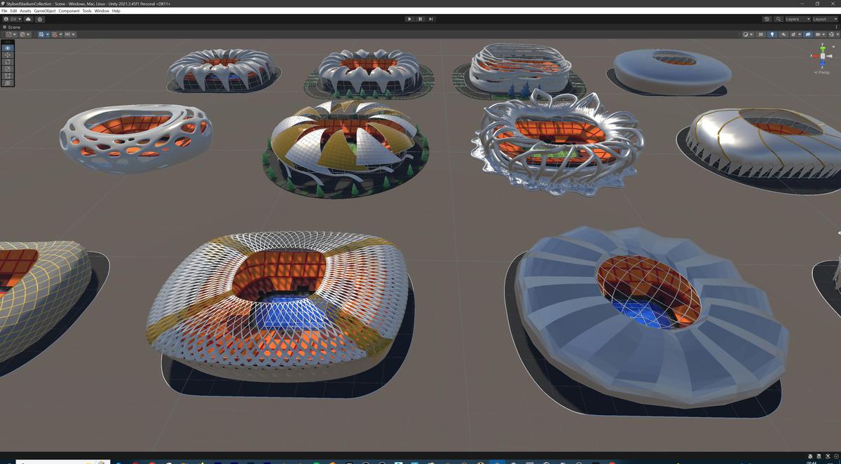 Stylised Sport Stadium Collection - 12 Low Poly Modular 3d Assets