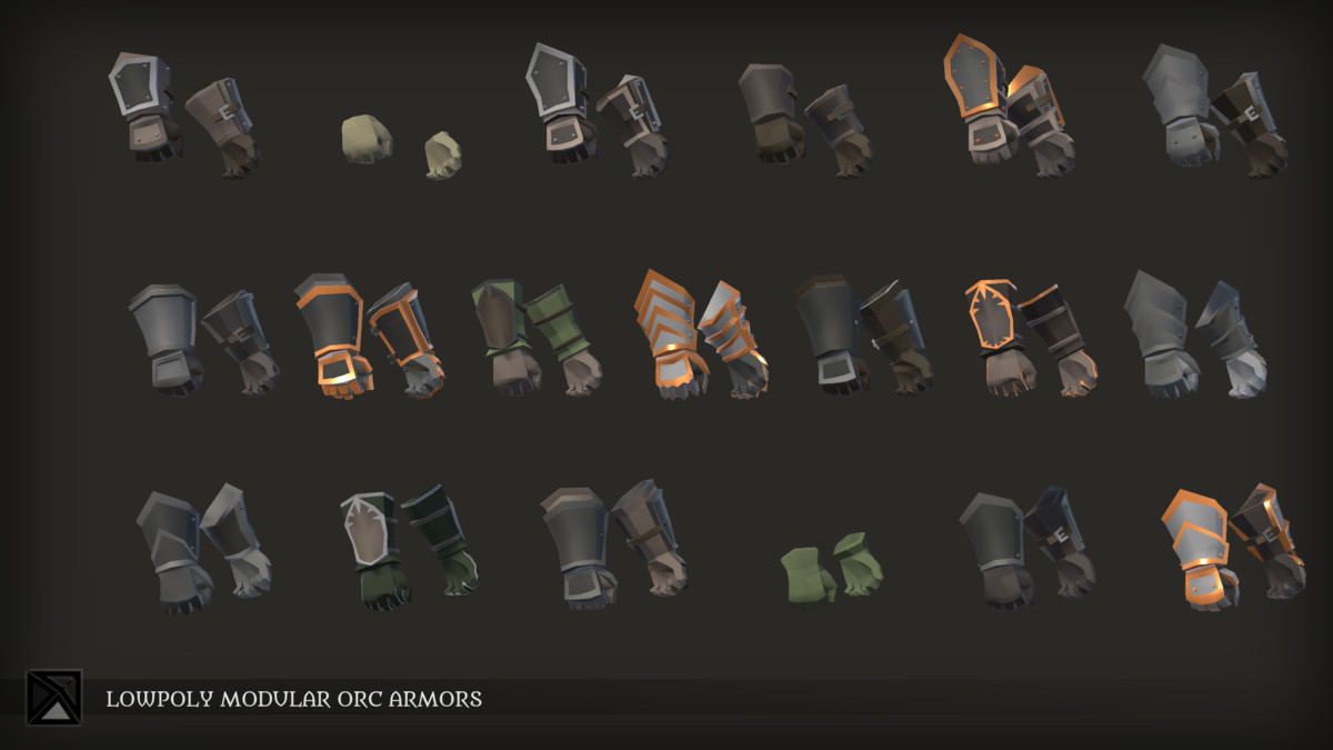 Low Poly Orc Modular Armors Bundle - LOWPOLY MEDIEVAL FANTASY SERIES
