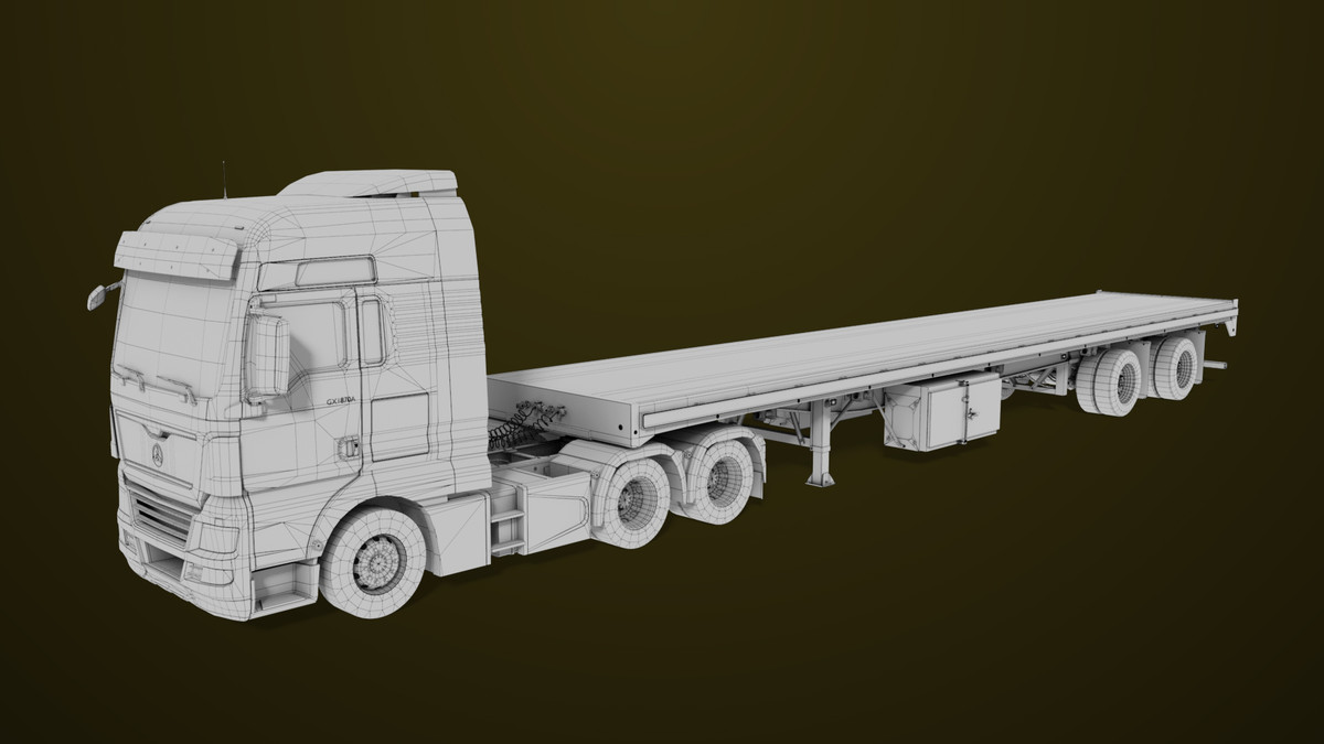 Heavy Truck 04 Flatbed Load Trailer URP HDRP Textures