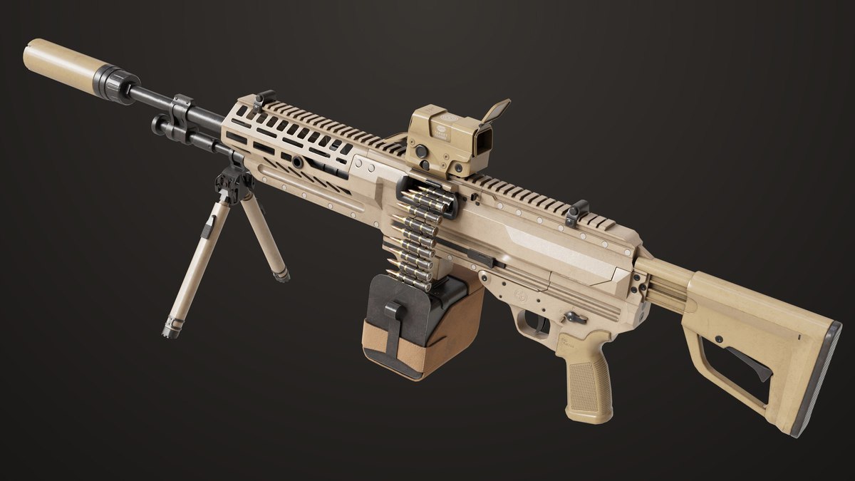 Machine Gun 14 Brown URP HDRP Textures