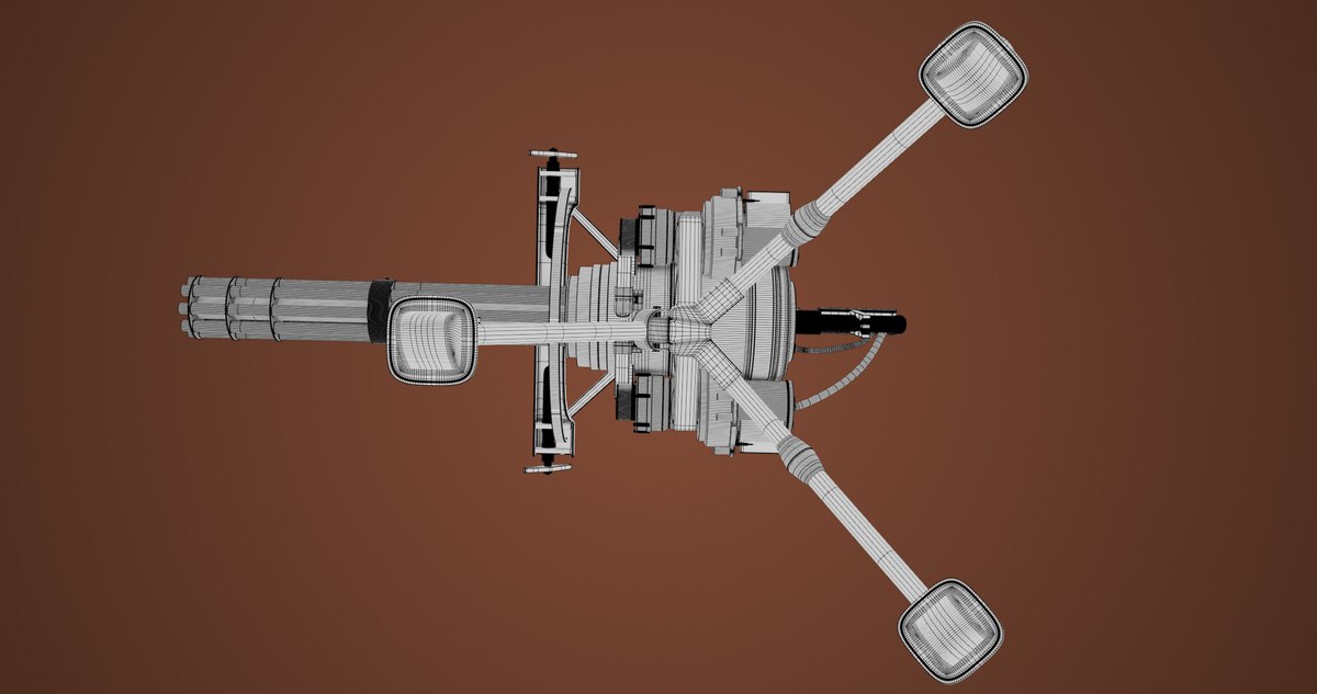 Minigun Machine Gun RED URP HDRP