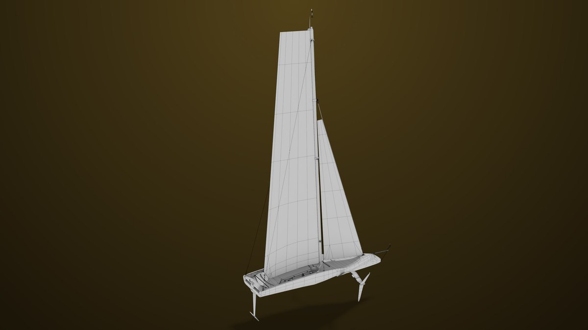 Yacht Hydrofoil Sailing Boat 01 Black URP HDRP Textures