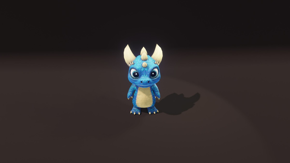 Cartoon Blue Dinosaur 3D Model – Animated Character