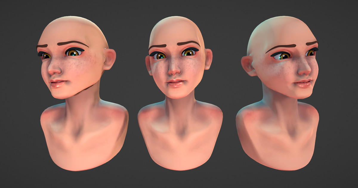 Stylized Female Head Demo Animations
